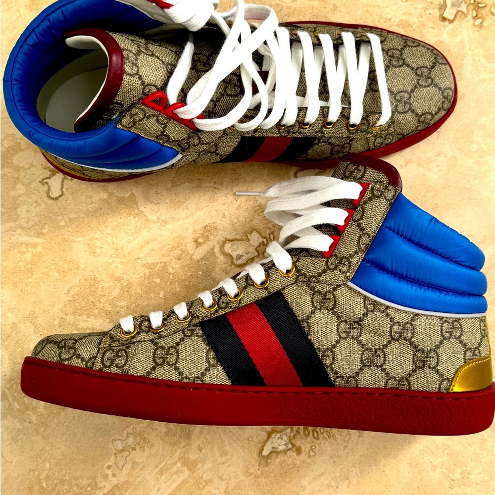 Gucci Ace High top blue beige